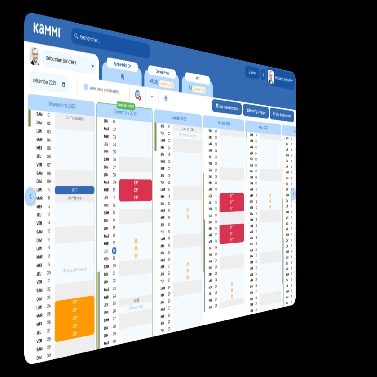 Planning des conges Kammi